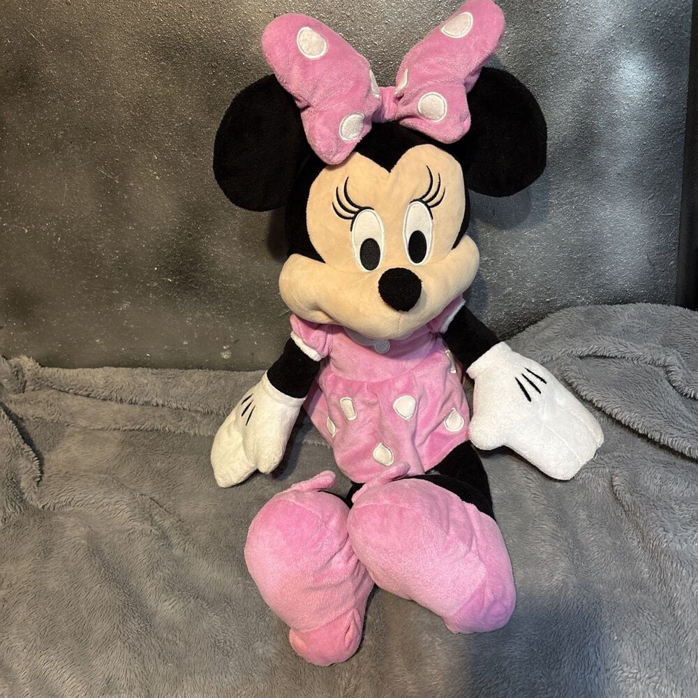 Disney Large Minnie Mouse Plush 25" Pink Polka Dots Stuffed Toy Age 2+